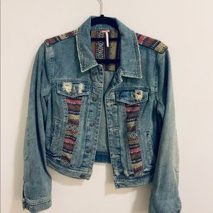 Free people embellished Jean jacket sz6 NWOT